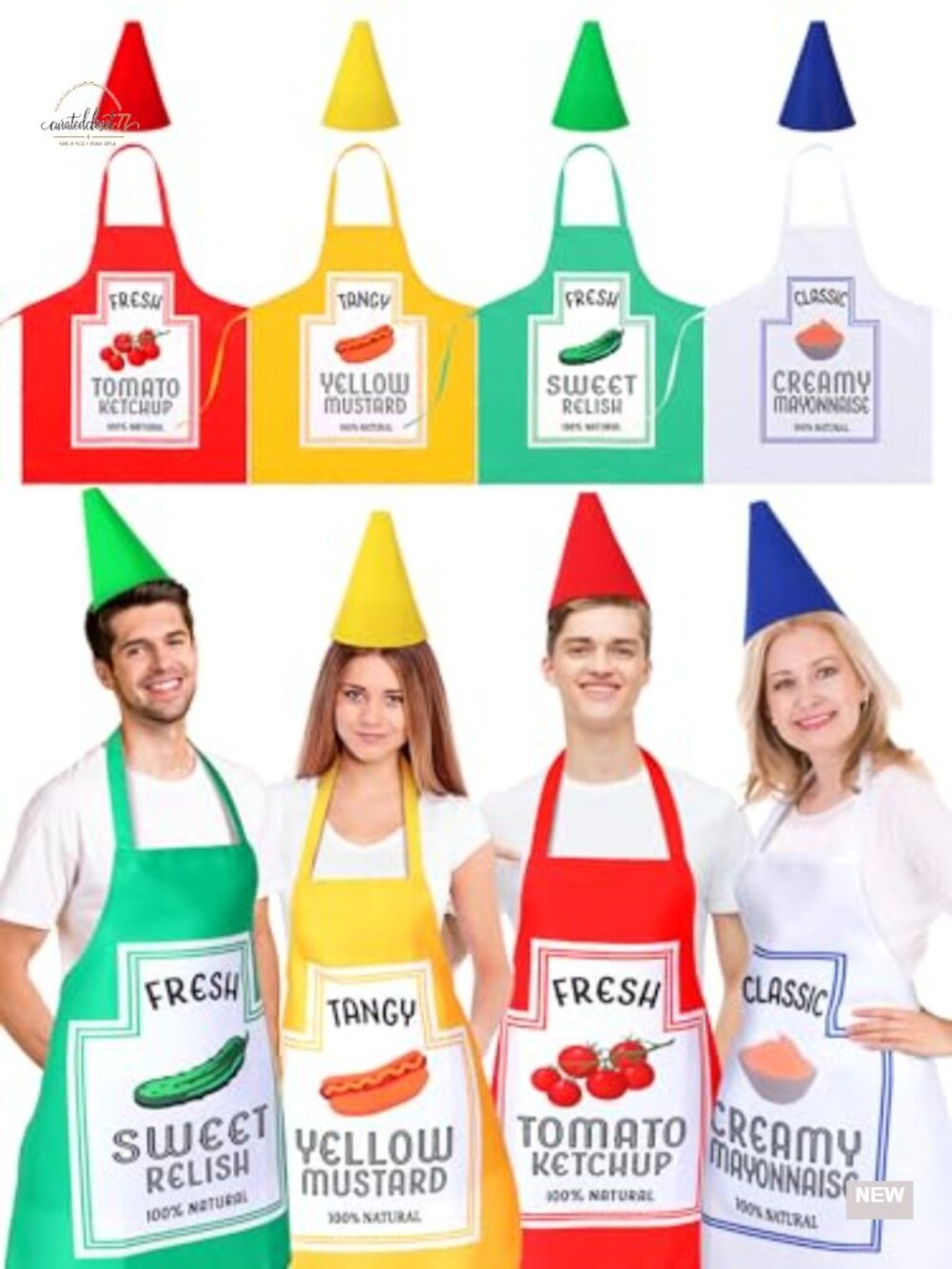 Halloween Condiment Costume Group Set Apron & Hat Adult Party Cosplay